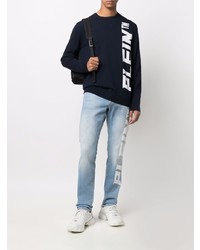 Мужские голубые джинсы с принтом от Philipp Plein