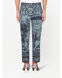 Мужские голубые джинсы с принтом от Dolce & Gabbana