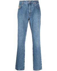 Мужские голубые джинсы с принтом от Moschino