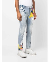 Мужские голубые джинсы с принтом от Philipp Plein