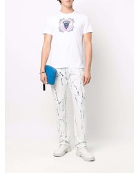 Мужские голубые джинсы с принтом от Just Cavalli