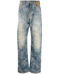 Мужские голубые джинсы с принтом от Palm Angels
