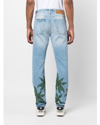 Мужские голубые джинсы с принтом от Palm Angels