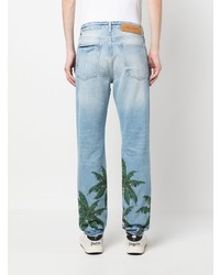 Мужские голубые джинсы с принтом от Palm Angels