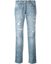 Женские голубые джинсы с принтом от Philipp Plein