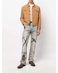 Мужские голубые джинсы с принтом от Amiri