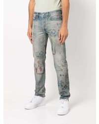 Мужские голубые джинсы с принтом от John Elliott