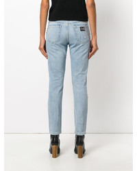 Женские голубые джинсы с украшением от Philipp Plein