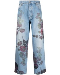 Мужские голубые джинсы с цветочным принтом от Eytys