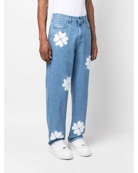 Мужские голубые джинсы с цветочным принтом от ARTE