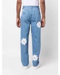 Мужские голубые джинсы с цветочным принтом от ARTE