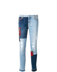 Голубые джинсы скинни в стиле пэчворк от Ermanno Scervino