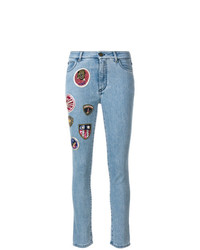 Голубые джинсы скинни в стиле пэчворк от Mr & Mrs Italy