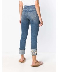 Голубые джинсы скинни с вышивкой от Twin-Set