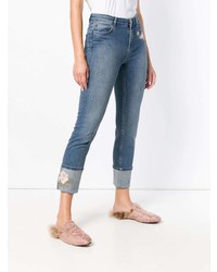 Голубые джинсы скинни с вышивкой от Twin-Set