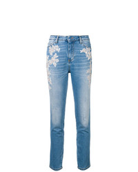 Голубые джинсы скинни с вышивкой от Ermanno Scervino