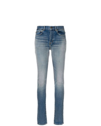 Голубые джинсы скинни от Saint Laurent