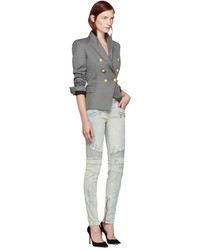 Женские голубые джинсы от Balmain