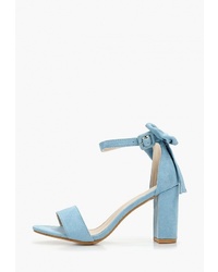 Голубые замшевые босоножки на каблуке от Style Shoes