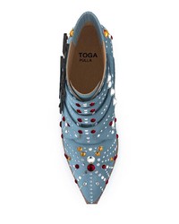 Голубые замшевые ботильоны с украшением от Toga Pulla