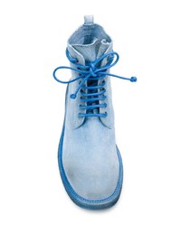 Женские голубые замшевые ботинки на шнуровке от Marsèll