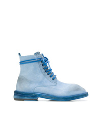 Женские голубые замшевые ботинки на шнуровке от Marsèll