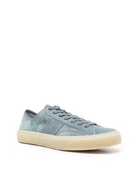 Мужские голубые замшевые низкие кеды от Tom Ford