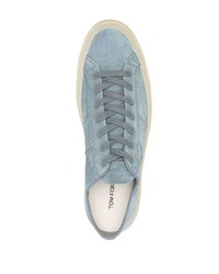 Мужские голубые замшевые низкие кеды от Tom Ford