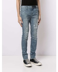 Мужские голубые зауженные джинсы с принтом от RtA
