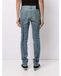 Мужские голубые зауженные джинсы с принтом от RtA