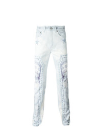 Мужские голубые зауженные джинсы с принтом от Givenchy