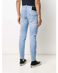 Мужские голубые зауженные джинсы с принтом от DSQUARED2