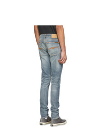 Мужские голубые зауженные джинсы от Nudie Jeans