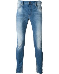 Мужские голубые зауженные джинсы от Diesel