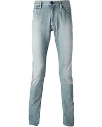Мужские голубые зауженные джинсы от Emporio Armani