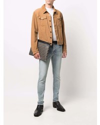 Мужские голубые зауженные джинсы от Saint Laurent