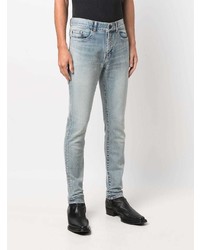 Мужские голубые зауженные джинсы от Saint Laurent