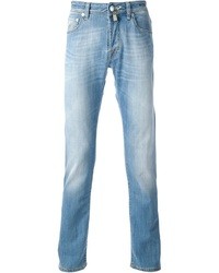 Мужские голубые зауженные джинсы от Jacob Cohen