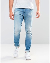 Мужские голубые зауженные джинсы от Lee