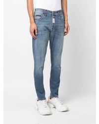 Мужские голубые зауженные джинсы от Philipp Plein