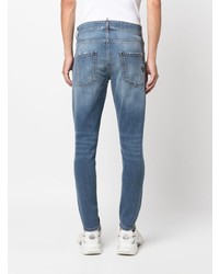 Мужские голубые зауженные джинсы от Philipp Plein