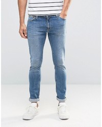 Мужские голубые зауженные джинсы от Nudie Jeans