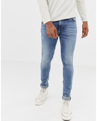 Мужские голубые зауженные джинсы от Nudie Jeans