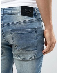 Мужские голубые зауженные джинсы от Brave Soul