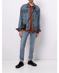 Мужские голубые зауженные джинсы от Nudie Jeans