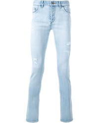 Мужские голубые зауженные джинсы