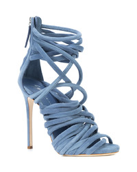 Голубые кожаные босоножки на каблуке от Giuseppe Zanotti Design