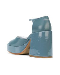 Голубые кожаные босоножки на каблуке от MM6 MAISON MARGIELA