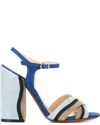 Голубые кожаные босоножки на каблуке от L'Autre Chose