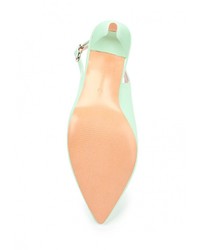 Голубые кожаные босоножки на каблуке от Wilmar